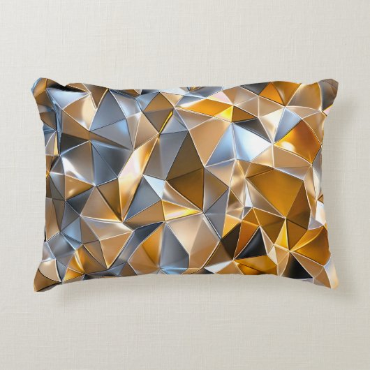 Modern Metallic Abstract Gold Silver Geometric Dekokissen (Vorderseite)