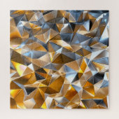 Modern Metallic Abstract Gold Silver Geometric Puzzle (Horizontal)