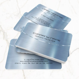 Modern Metallic Blue Brushed Aluminum Look Visitenkarte
