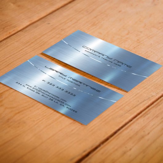 Modern Metallic Blue Brushed Aluminum Look Visitenkarte