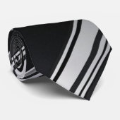 Modern Metallic Diagonal Pattern Black Silver Krawatte (Gerollt)