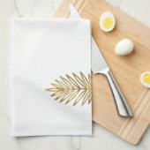 Modern Metallic Gold Botanical Palm Leaf Pattern Geschirrtuch (Viertel Falte)