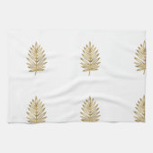 Modern Metallic Gold Botanical Palm Leaf Pattern Geschirrtuch (Horizontal)