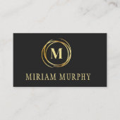 Modern metallic gold circle shape faux monogram visitenkarte (Vorderseite)