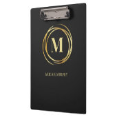 Modern metallic gold circle shape monogram black klemmbrett (Links)