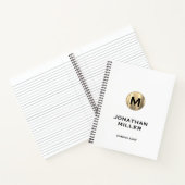 Modern Metallic Gold Monogram White Notizblock (Innenseite)