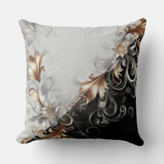 Modern Metallic Grey Black Throw Pillow Kissen