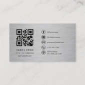 Modern Metallic Professional Company Logo QR Code Visitenkarte (Vorderseite)