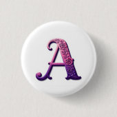 Modern Metallic Rosemaling Letter A, Pink/Purple Button (Vorderseite)
