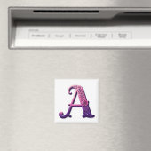 Modern Metallic Rosemaling Letter A, Pink/Purple Magnet (In Situ (Geschirrspüler))