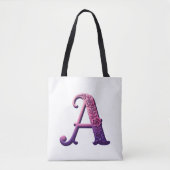 Modern Metallic Rosemaling Letter A, Pink/Purple Tasche (Vorderseite)