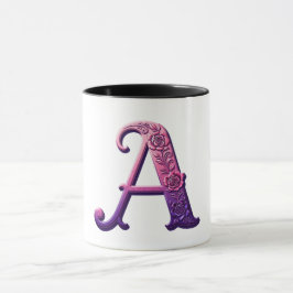 Modern Metallic Rosemaling Letter A, Pink/Purple Tasse