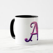 Modern Metallic Rosemaling Letter A, Pink/Purple Tasse (Vorderseite Links)