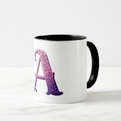 Modern Metallic Rosemaling Letter A, Pink/Purple Tasse (VorderseiteRechts)