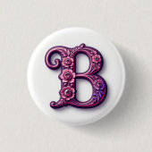 Modern Metallic Rosemaling Letter B, Pink/Purple Button (Vorderseite)