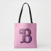 Modern Metallic Rosemaling Letter B, Pink/Purple Tasche (Vorderseite)