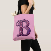 Modern Metallic Rosemaling Letter B, Pink/Purple Tasche (Von Nahem)