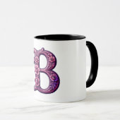Modern Metallic Rosemaling Letter B, Pink/Purple Tasse (VorderseiteRechts)