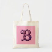 Modern Metallic Rosemaling Letter B, Pink/Purple Tragetasche (Vorne)
