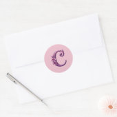 Modern Metallic Rosemaling Letter C, Pink/Purple Runder Aufkleber (Umschlag)