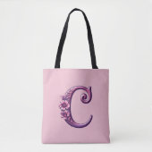 Modern Metallic Rosemaling Letter C, Pink/Purple Tasche (Vorderseite)