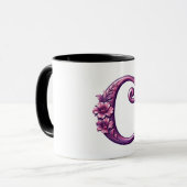 Modern Metallic Rosemaling Letter C, Pink/Purple Tasse (Vorderseite Links)