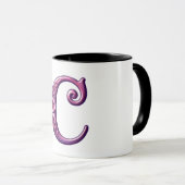 Modern Metallic Rosemaling Letter C, Pink/Purple Tasse (VorderseiteRechts)