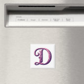 Modern Metallic Rosemaling Letter D, Pink/Purple Magnet (In Situ (Geschirrspüler))