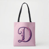 Modern Metallic Rosemaling Letter D, Pink/Purple Tasche (Vorderseite)