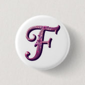 Modern Metallic Rosemaling Letter F, Pink/Purple Button (Vorderseite)