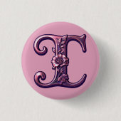 Modern Metallic Rosemaling Letter I, Pink/Purple Button (Vorderseite)