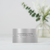 Modern Metallic Silver Brushed Aluminum Look Visitenkarte (Stehend Vorderseite)