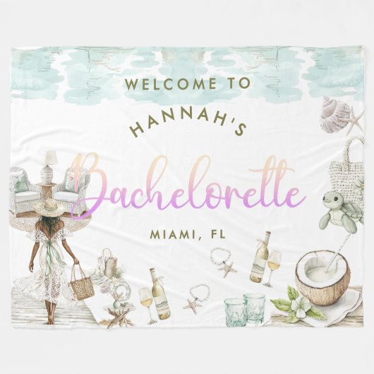 Modern Miami Beach Bachelorette Weekend Fleecedecke (Vorderseite (Horizontal))