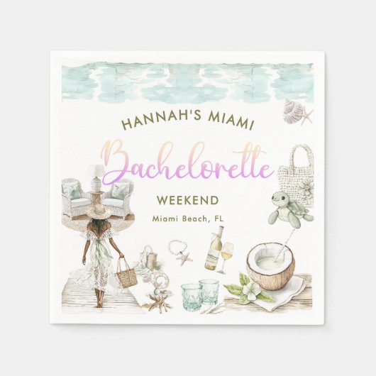 Modern Miami Beach Bachelorette Weekend Serviette (Vorderseite)