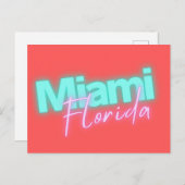 Modern Miami Neon Lights Postkarte (Vorne/Hinten)