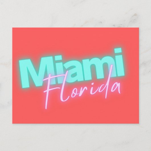 Modern Miami Neon Lights Postkarte (Vorderseite)