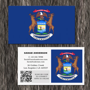 Modern Michigan Business Card, Flag / USA Visitenkarte