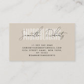 Modern microblading typography script beige visitenkarte (Rückseite)