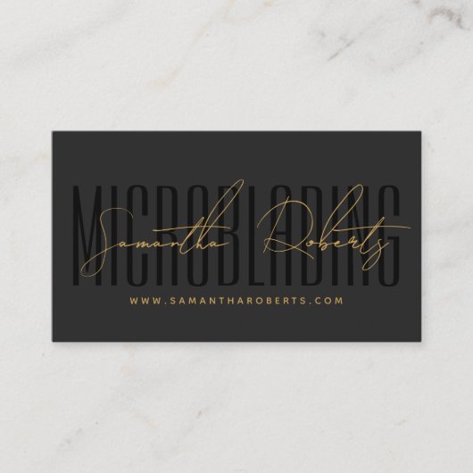 Modern microblading typography script gray black visitenkarte (Vorderseite)
