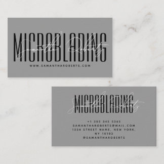 Modern microblading typography script gray visitenkarte