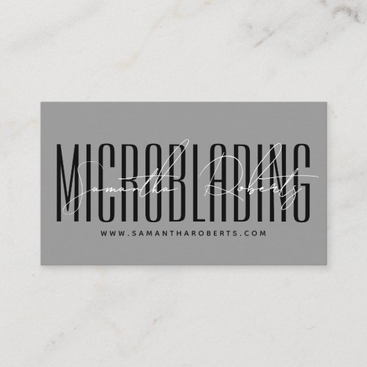 Modern microblading typography script gray visitenkarte (Vorderseite)