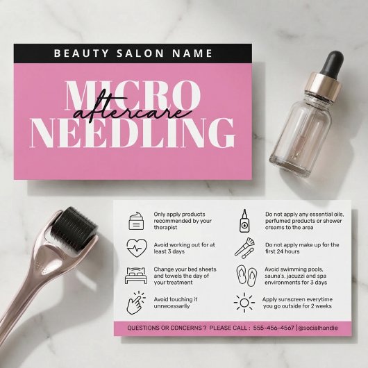 Modern Microneedling Aftercare Instructions Card Visitenkarte