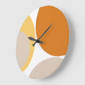 Modern Mid Century Abstract Mustard Rust Brown Große Wanduhr (Winkel)