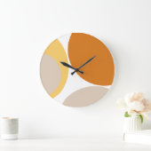 Modern Mid Century Abstract Mustard Rust Brown Große Wanduhr (Zuhause)