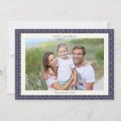 Modern Mid Century Blue Geometric Hanukkah Foto Feiertagskarte (Vorderseite)