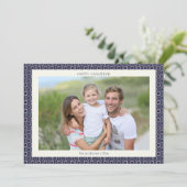 Modern Mid Century Blue Geometric Hanukkah Foto Feiertagskarte (Stehend Vorderseite)