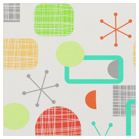 Modern Mid Century Colorful Geometric Atomic Star Stoff (Nahaufnahme)