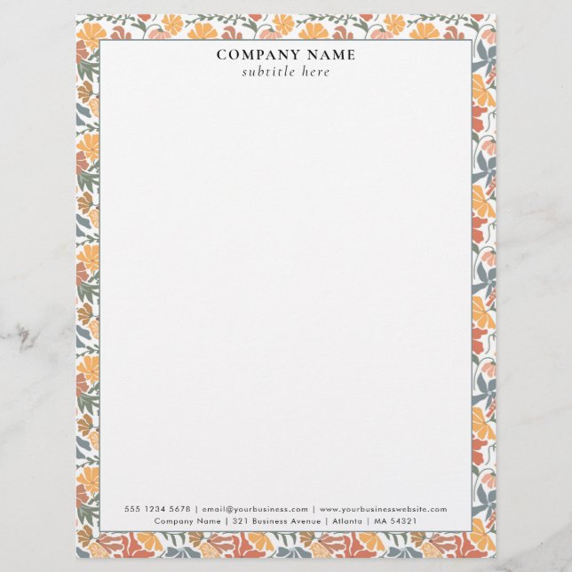 Modern Mid Century Pattern Company Name Details Briefbogen (Vorderseite)