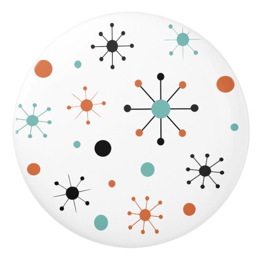 Modern Mid Century Retro Atomic Abstract Keramikknauf (Vorderseite)