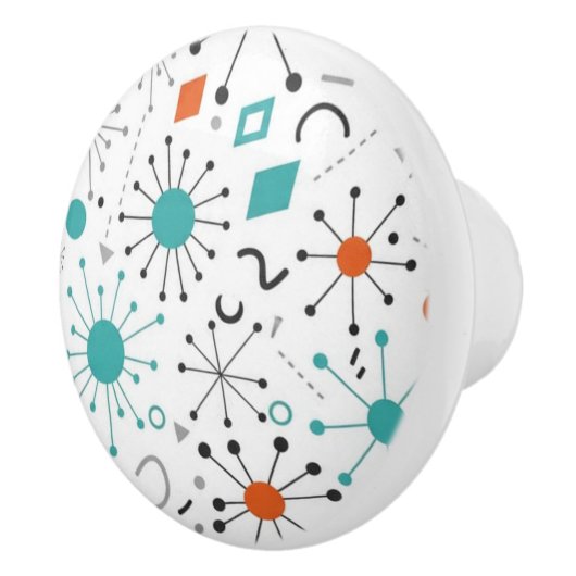 Modern Mid Century Retro Atomic Abstract Keramikknauf (Rechts)